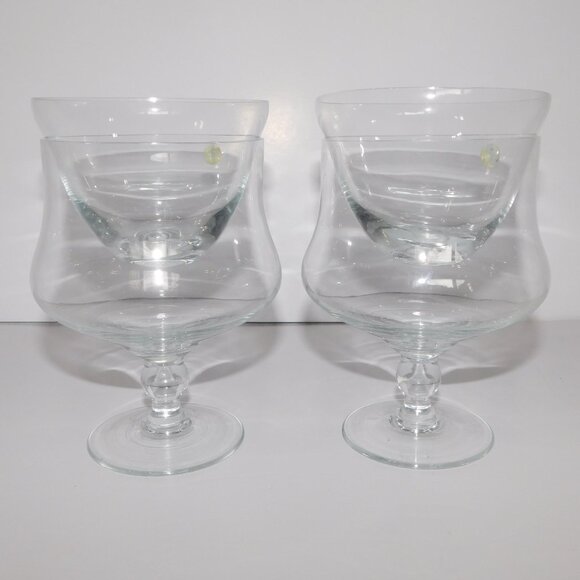 VTG Set of 4 ( 8 Pieces ) Shrimp Cocktail Glasses w inserts Service UNUSED - Picture 8 of 14